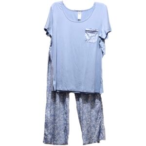Avon Lacey PJ Set - Blue & White